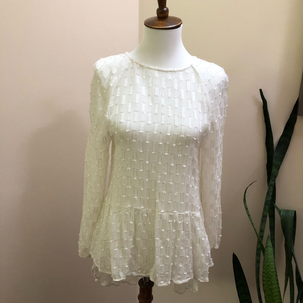 H&M Sheer Blouse with Gold Trim